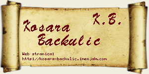 Kosara Bačkulić vizit kartica